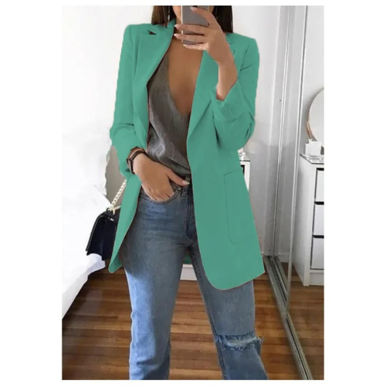 Kleur lange dames blazer