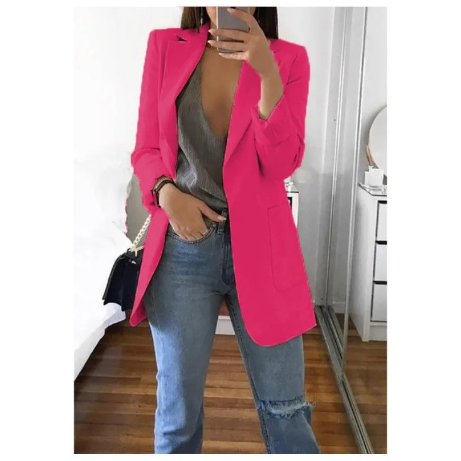 Kleur lange dames blazer