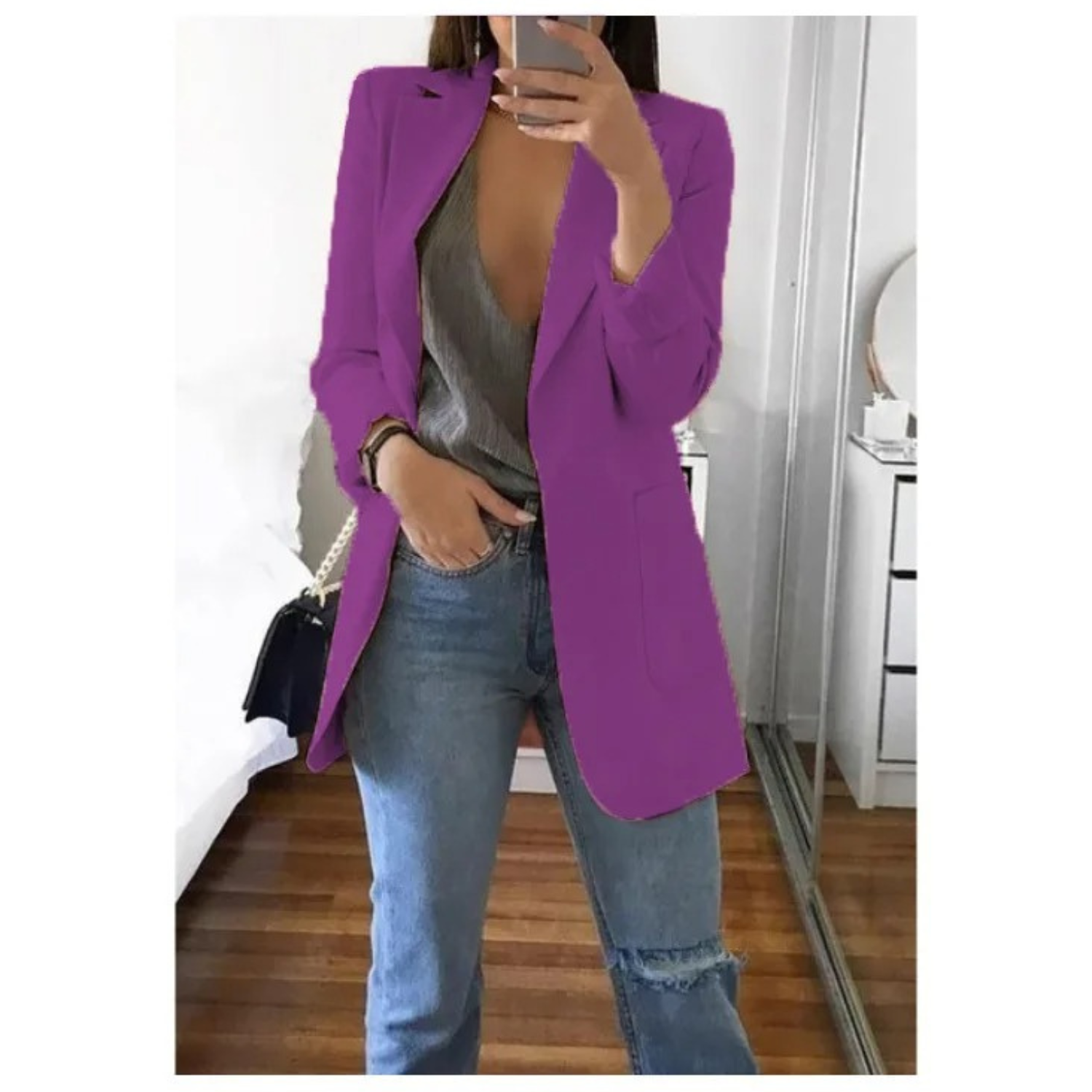 Kleur lange dames blazer