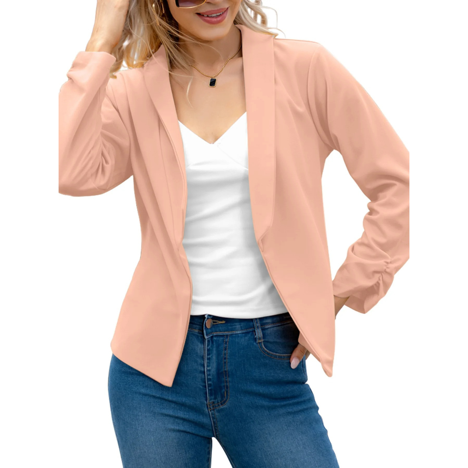 Omgeslagen kraag lange mouw solide slanke dames blazer