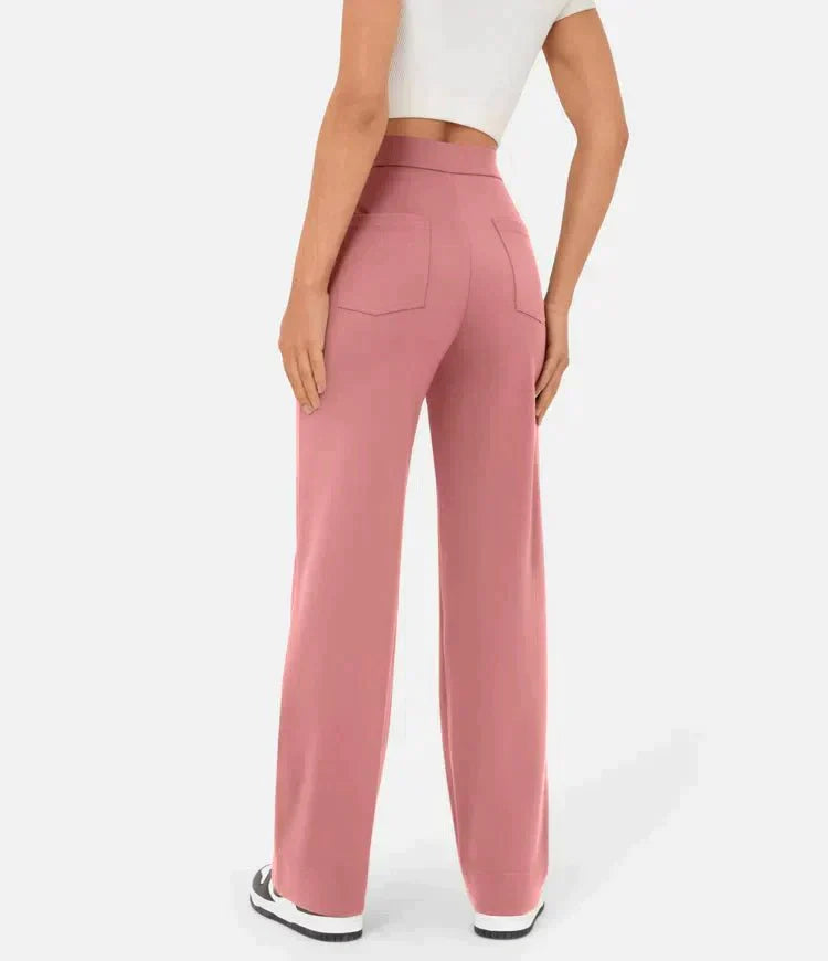 Luus - Stijlvolle high-waisted elastische casual broek, perfect voor een comfortabele en trendy look