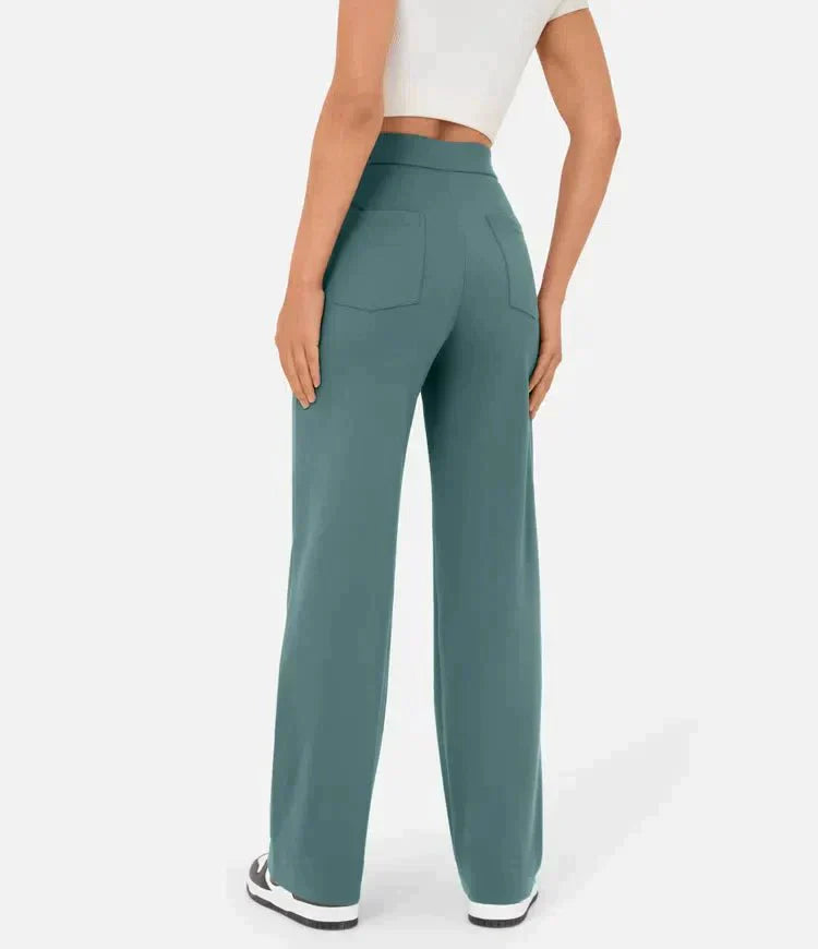 Luus - Stijlvolle high-waisted elastische casual broek, perfect voor een comfortabele en trendy look