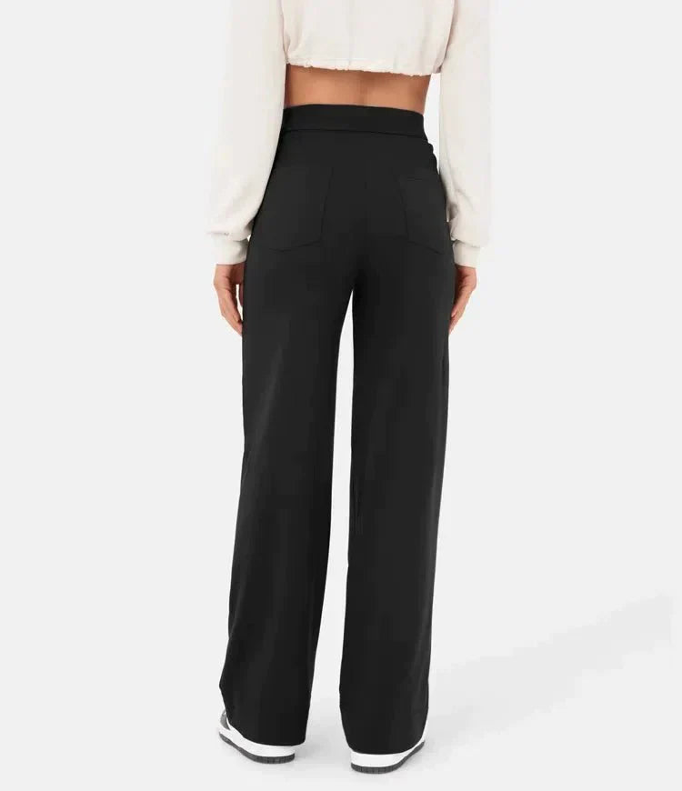 Luus - Stijlvolle high-waisted elastische casual broek, perfect voor een comfortabele en trendy look